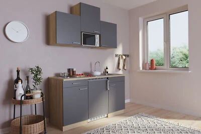 Küche Miniküche Singleküche Küchenzeile Pantry Eiche  Grau  Luis 150 cm Respekta - Bild 1 von 4