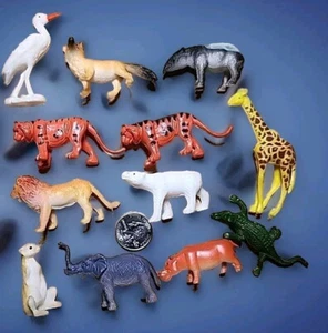 Lot of 13 Miniature Animals Lion Tiger Bear Giraffe Elephant Hippo Crocodile Etc - Picture 1 of 6
