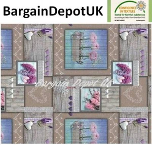 Lavender Rose Heart PVC Wipe Clean Vinyl Tablecloth ALL SIZES - Code: F1017-1 - Picture 1 of 2