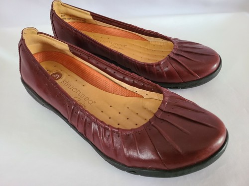 Ballerine CLARKS NON STRUTTURATE rosso marrone plissettato in pelle 6 M SUPER BELLE!