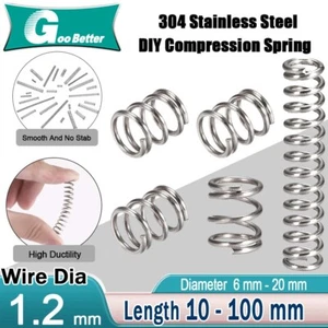 304Stainless Steel Compression Spring 1.2mm Wire Dia Small Pressure Coil Springs - Picture 1 of 18