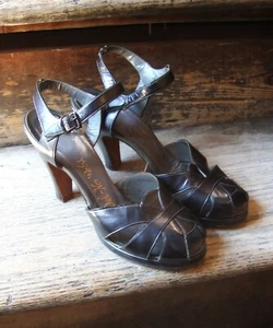 Zapatos Debs Del-Nor Gris Gunmetal Años 40 De Colección/Tacones con Tiras/Talla 7-7.5 - Imagen 1 de 9