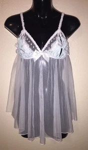 Victoria's Secret I Do Blanco Azul Encaje Nylon Noche Talla Mediana - Imagen 1 de 5