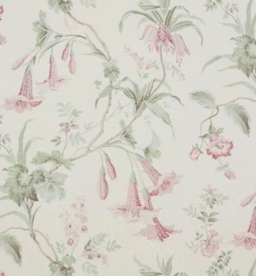 COLEFAX AND FOWLER CURTAIN FABRIC Datura 2.5 METRES PINK/GREEN 100% LINEN - Image 1 of 4