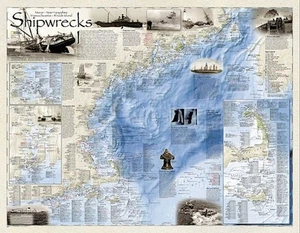 Mapa de pared de naufragios de Nueva Inglaterra de National Geographic - Imagen 1 de 3