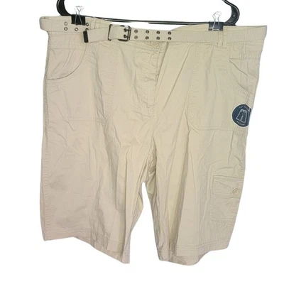NWT Karen Scott Belted Cargo Shorts Khaki Beige Knee Length Womens Size 16 - Image 1 of 4