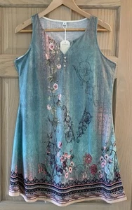 Fantaslook Dressy Tank Sundress Women Neck Sz M Stretch Knit - Picture 1 of 6