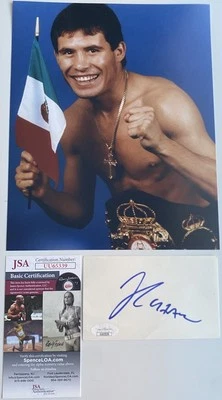 Julio Cesar Chavez Sr. Signed Index Card + Free Color Boxing Photo w/ JSA COA - Image 1 of 3