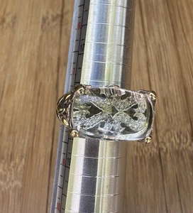 Anillo Batu Kawung de cuarzo con diamantes transparentes de plata esterlina y oro de 18 quilates John Hardy talla 8 - Imagen 1 de 8
