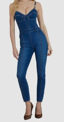 Mono vaquero elástico sin mangas Guess azul sami para mujer talla XS Foto 1 de 2