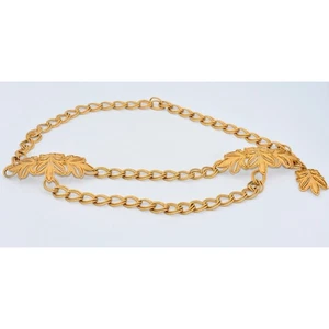 Cintura ST. JOHN ottone tornito doppio anello catena scultura tono oro 36" - Foto 1 di 7