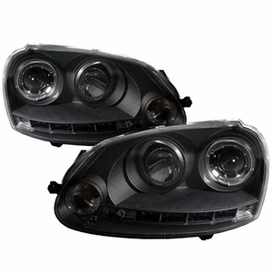 Spyder For Volkswagen GTI 2006-2009 Headlights Pair | Halogen LED DRL Black - Picture 1 of 10