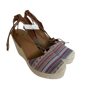 Dolce Vita Womens Aztec Platform Wedge Sandals 11 Espadrille Heels Lace Up Boho - Picture 1 of 7