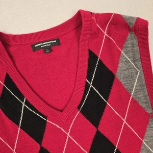 Express Merino Wool Argyle Sweater Vest Mens Size Large Pullover Preppy Red Y2K - Picture 1 of 7