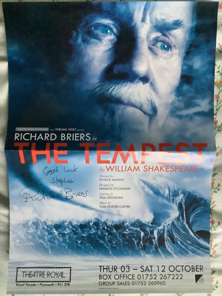 The Tempest Theatre Poster Signed by Richard Briers (Dedicated) - Image 1 of 1