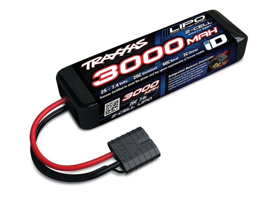 Traxxas 3000 mAh LiPo Battery 2S 7.4 Volt 2-Cell 40C w/ iD Technology TRA2827X - Image 1 of 1