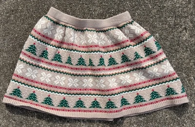 Tommy Bahama праздник Рождественская елка вязаная юбка девочек 5/6 бежевый снег красный зеленый - Изображение 1 из 4