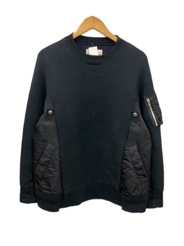 sacai Felpa 2 Cotone BLK Plain SCM 043 nge Felpa x MA 1 Pullover Cambio
