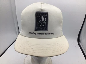 Vtg 90s BOEING Airplane Company HAT Baseball Cap 75 Years White SnapBack K2 - Picture 1 of 5