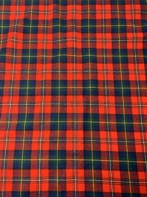 Pendleton Plaid 100% Wool Fabric 60 x 64 Red Tartan With Green Blue Yellow White - Image 1 of 4