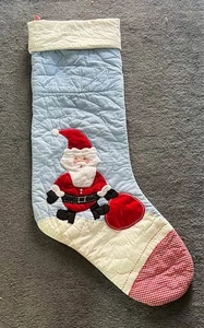 Pottery Barn Kinder Jumbo gesteppter Weihnachtsstrumpf Santa Design 36 Zoll - Bild 1 von 2