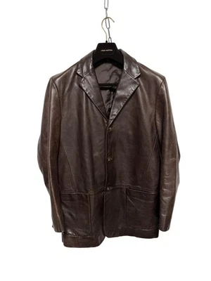 Banana Republic Jacket Mens Medium Brown Leather Blazer Coat 3 Button Pockets - Image 1 of 4