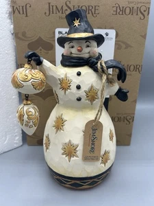Jim Shore Be Merry, Be Bright Snowman Black & Gold Collection New 6004199 Rare - Picture 1 of 18