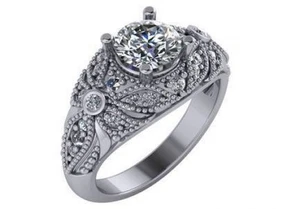1.40 ct EGL USA E VS round diamond antique vintage engagement ring 18k gold - Picture 1 of 2