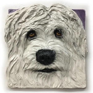 Coton de Tulear Dog Tile Bas-Relief Ceramic IN STOCK sculpture Sondra Alexander - Picture 1 of 4