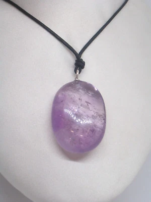 Ciondolo in ARGENTO 925 con AMETISTA naturale e girocollo - pendente pietra dura - Immagine 1 di 4