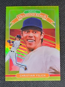 CHRISTIAN YELICH 2020 DONRUSS OPTIC LIME GREEN PRIZM REFRACTOR DIAMOND KINGS # 5