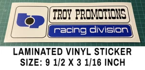 TROY PROMOTIONS RACING DIVISION VINYL STICKER DECAL-VINTAGE RACING-SCCA-MUSTANG - Picture 1 of 7