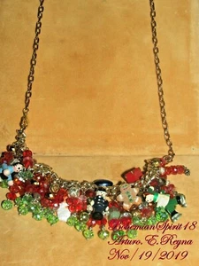 Arturo E.Reyna CHRISTMAS CHARMS Czech Glass Beads HANDMADE Bracelet/Necklace - Picture 1 of 7