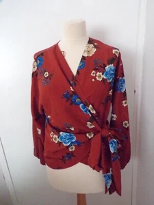Ladies' brown floral wrap around top from 'Primark' size 12 - Picture 1 of 5