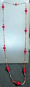 Long Multicolored Beaded Necklace Red Blue Orange White Yellow Green More 36" - Picture 1 of 3