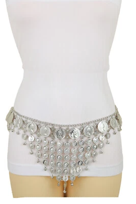 Donna Metallo Argento Catena Moneta Pendente Avvolgente Cintura Ventre Danza - Immagine 1 di 4