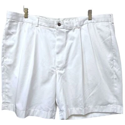 Pantalones Cortos BROOKS BROTHERS Para Hombre Blancos Talla 44 Algodón Plisado 8" Preppy Clásico Foto 1 de 4