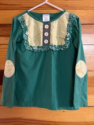 Camisa Persnickety Turquesa Lou Lou Top Niñas Pino Esmeralda Manga Larga Talla 7 Foto 1 de 2