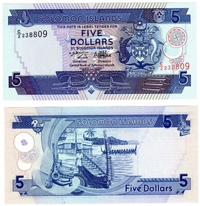 1997 Solomon Islands 5 Dollars Banknote UNC P19 - Picture 1 of 1