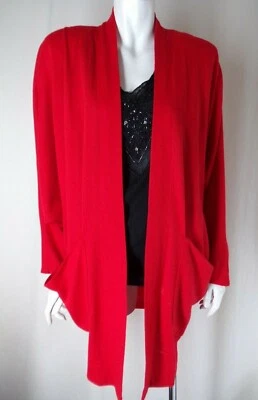 Chaqueta Cárdigan ARTHUR MAX L Dolman Drape Rojo Lana Jersey Abierto EE. UU. De Colección Años 80 Foto 1 de 4