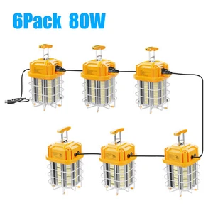6 Pack LED Construction Light 80W 11200LM Job Site Garage Temporary Work Lights - Picture 1 of 12