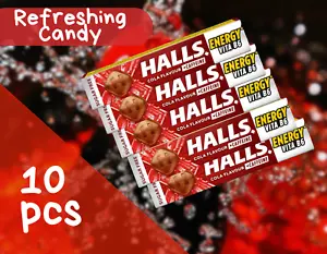 HALLS energy Cola Flavor Pastilles Refreshing Candy 32g/ 10 PCS - Picture 1 of 3
