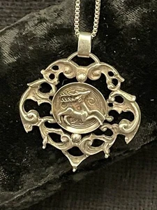 Antiguo Collar Colgante Gacela Art Nouveau Plata Marcado 800 BBS ¡RARO! - Imagen 1 de 7