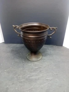 ❤️ 7.5 In Tin Floral Vase Bronze Finish DECOR Surface Rust Inside - Picture 1 of 7