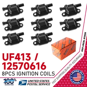 Black Set Of 8 OEM UF413 Square Ignition Coil For Chevy GMC 4.8L 5.3L 6.0L V8 - Foto 1 di 15
