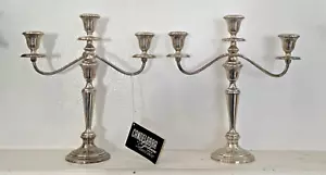 Pair Gorham Sterling Silver Candle Holders Candelabra 808/1  4 Piece 3 Light 13” - Picture 1 of 13