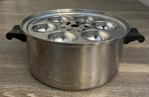 Saladmaster Stock Pot 6qt with Egg Poacher Rack w Cups 18-8 Triclad Stainless - Picture 1 of 8