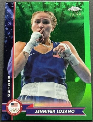 Jennifer Lozano 2024 Topps Chrome U.S. Olympics #13 Green Refractor /99 - Image 1 of 2