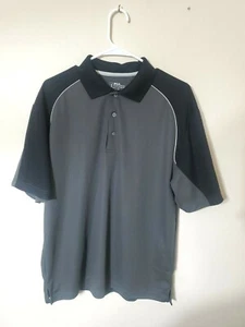 Herren PGA Tour Golf grau & schwarz Polyester Kurzarm Poloshirt Größe Large  - Bild 1 von 11