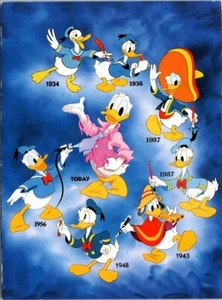 Donald Duck Generation Evolution 1934-Today Disney postcard GP6 - Picture 1 of 2